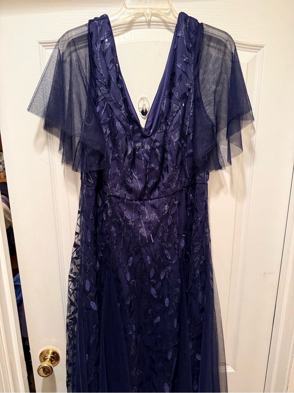 Ever Pretty Navy Blue Embellished Maxi Dress